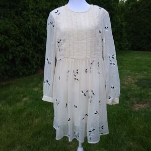 SZ 10 NWOT Anthropologie Feather Bone Feuille Ivory Embroidered Tunic Dress 2 Pc